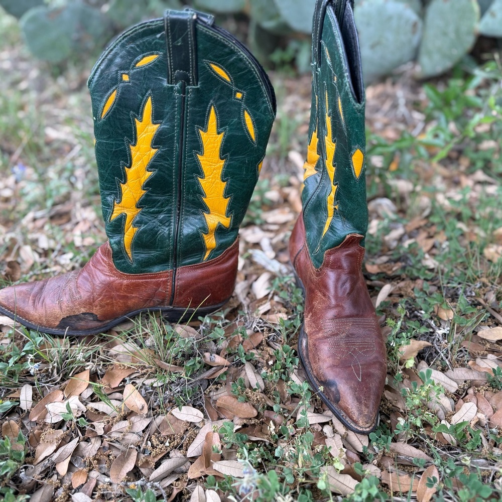 Green and Brown Western Cowboy Boots
